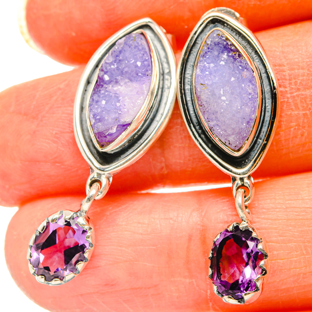Purple Druzy Earrings handcrafted by Anasilvercos - EARR428696
