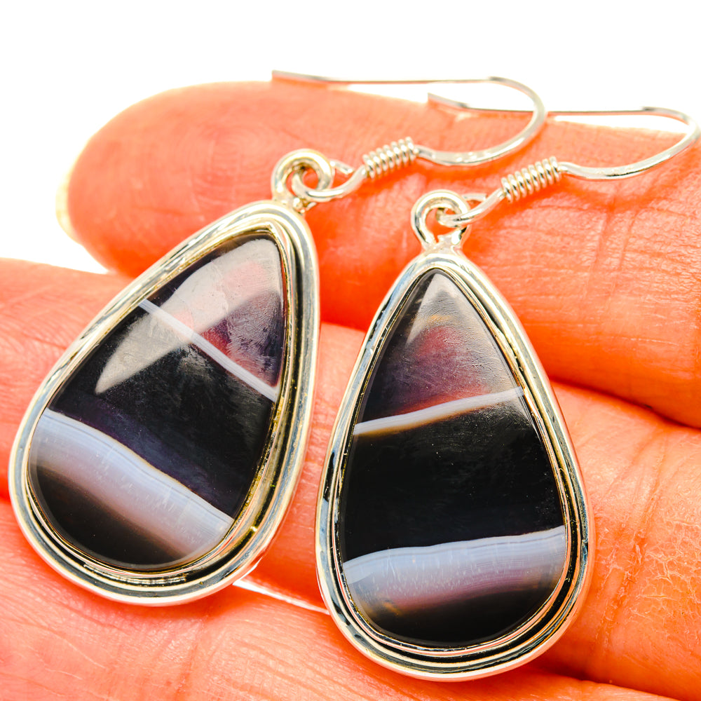 Botswana Agate Earrings handcrafted by Anasilvercos - EARR428701