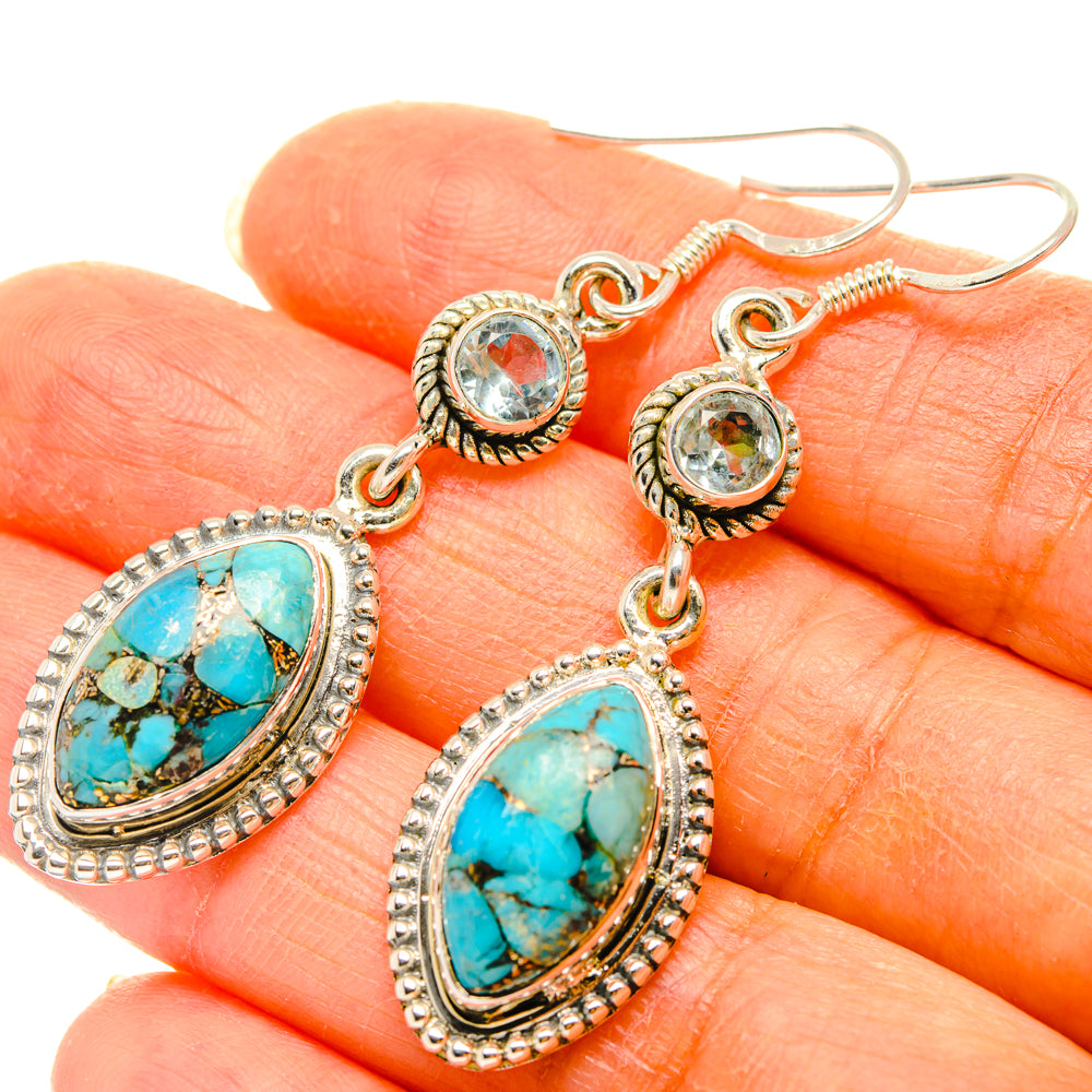 Blue Copper Composite Turquoise Earrings handcrafted by Anasilvercos - EARR428730