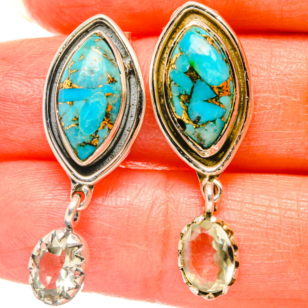 Blue Copper Composite Turquoise Earrings handcrafted by Anasilvercos - EARR428747