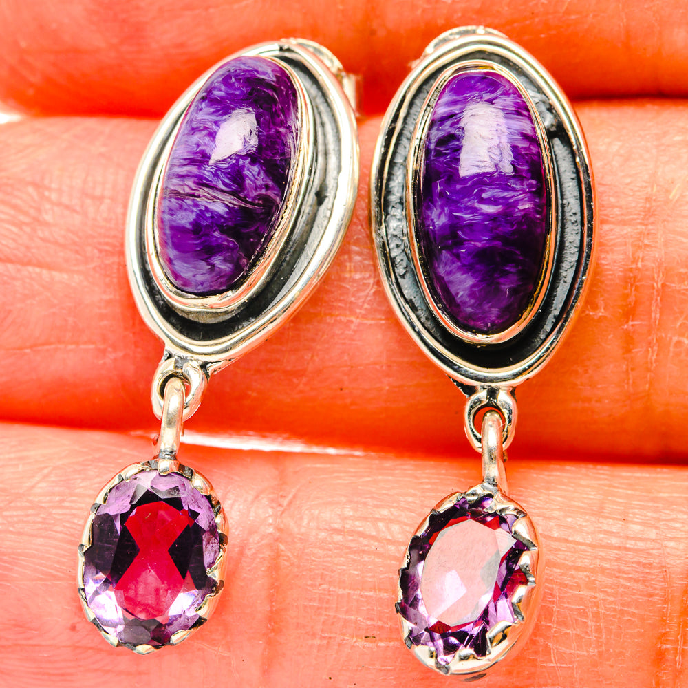 Charoite Earrings handcrafted by Anasilvercos - EARR428759