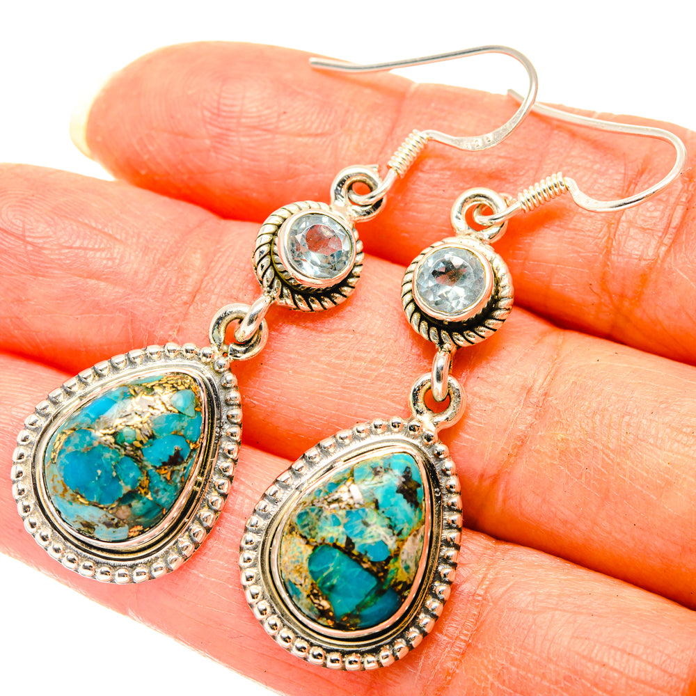 Blue Copper Composite Turquoise Earrings handcrafted by Anasilvercos - EARR428778