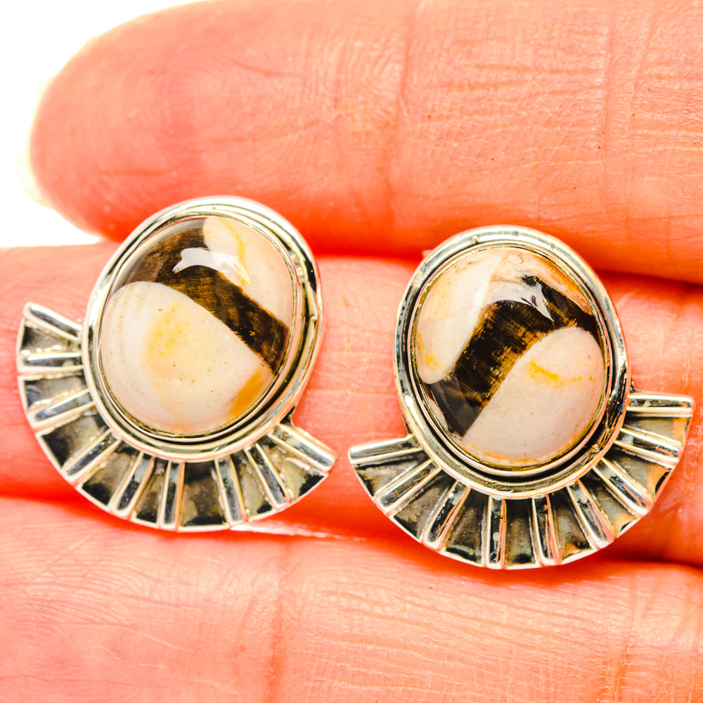 Peanut Wood Jasper Earrings handcrafted by Anasilvercos - EARR428780