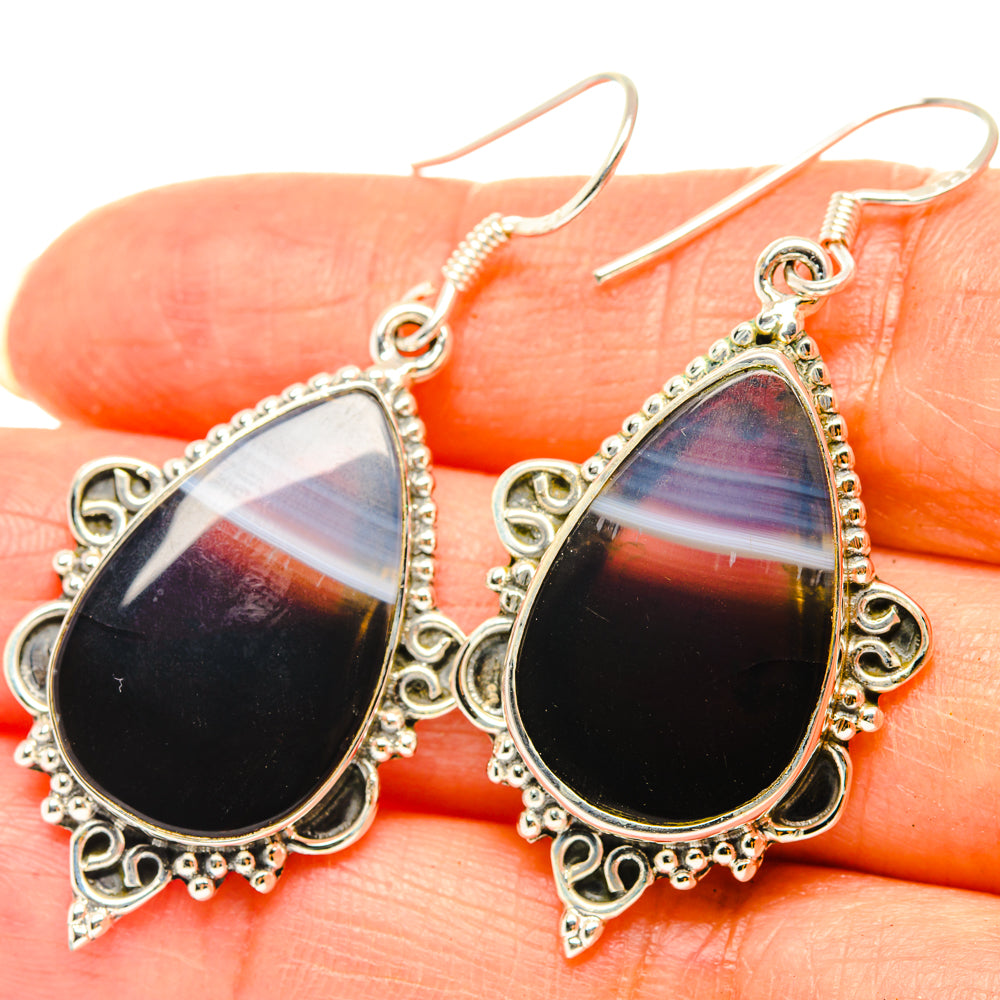 Botswana Agate Earrings handcrafted by Anasilvercos - EARR428784