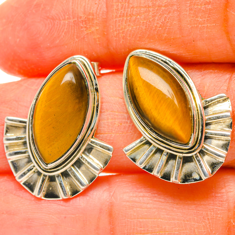 Tiger Eye Earrings handcrafted by Anasilvercos - EARR428815