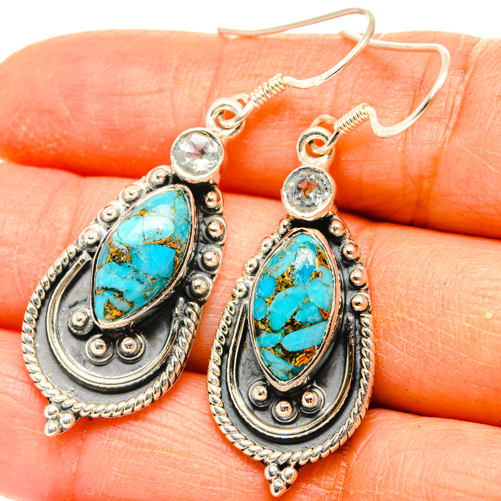 Blue Copper Composite Turquoise Earrings handcrafted by Anasilvercos - EARR428822