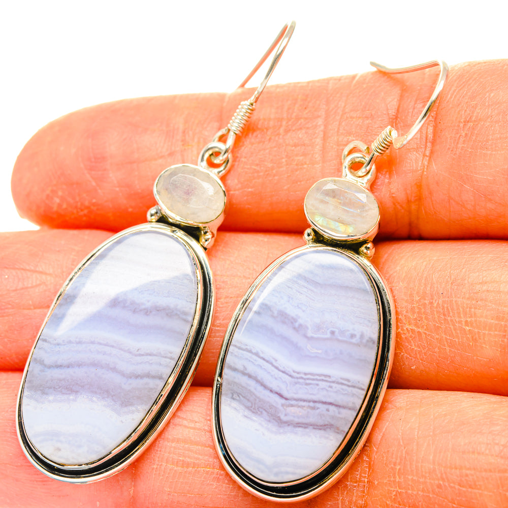 Blue Lace Agate Earrings handcrafted by Anasilvercos - EARR428829