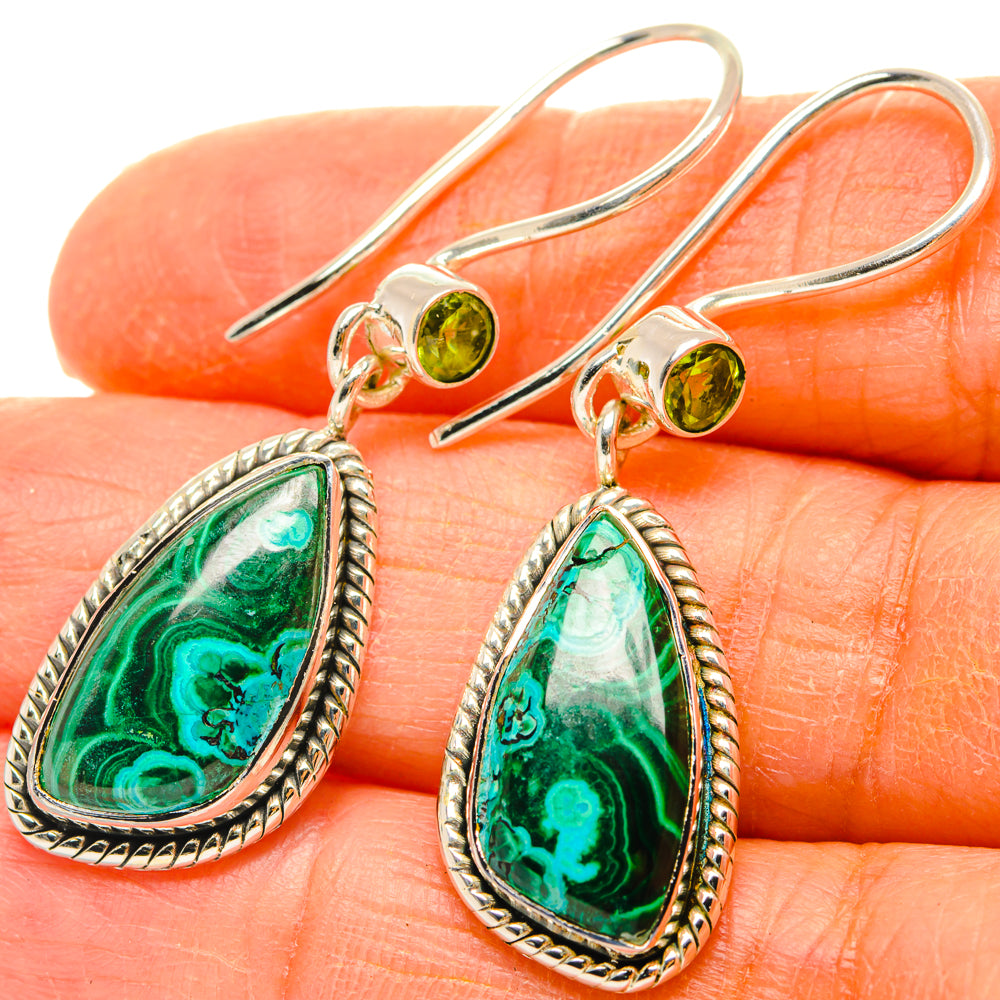 Malachite In Chrysocolla Earrings handcrafted by Anasilvercos - EARR428839