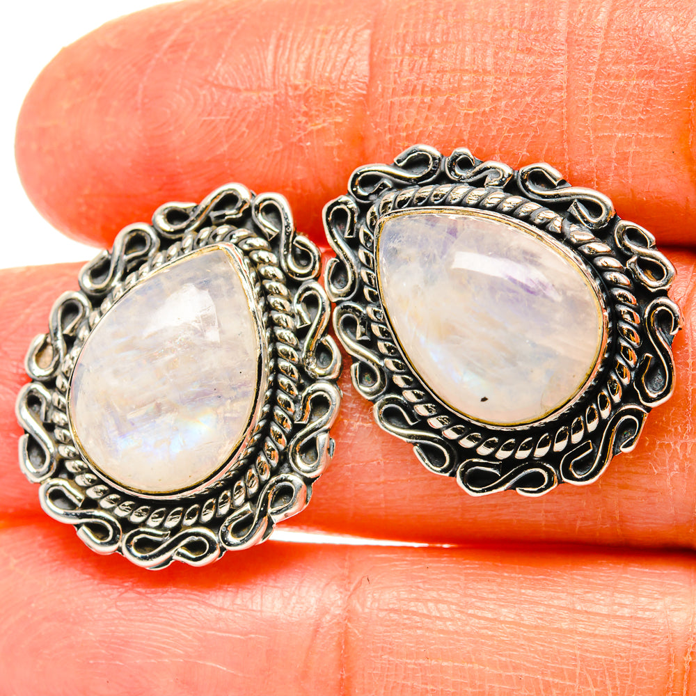 Rainbow Moonstone Earrings handcrafted by Anasilvercos - EARR428850