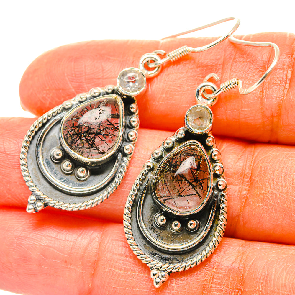 Tourmalinated Quartz Earrings handcrafted by Anasilvercos - EARR428855