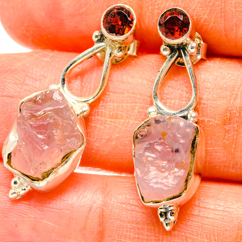 Rose Quartz Earrings handcrafted by Anasilvercos - EARR428858