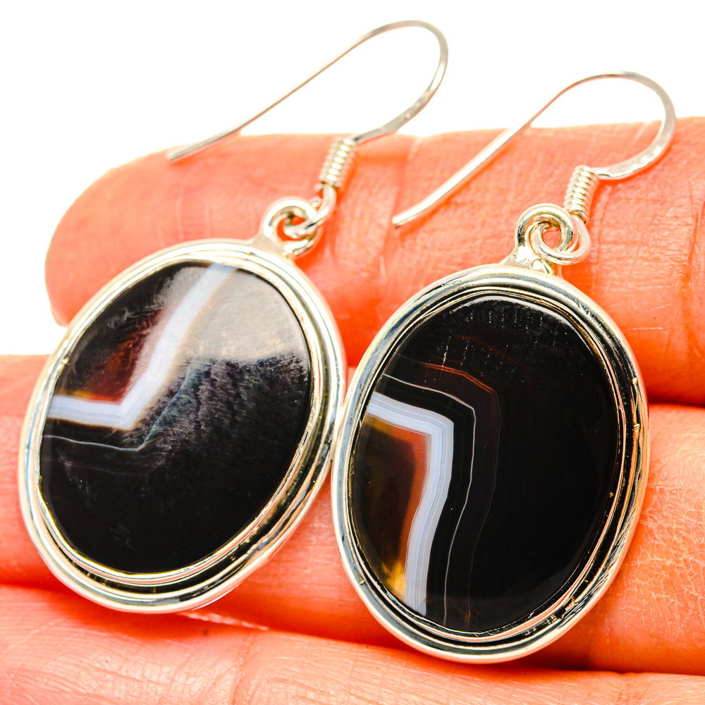 Botswana Agate Earrings handcrafted by Anasilvercos - EARR428861