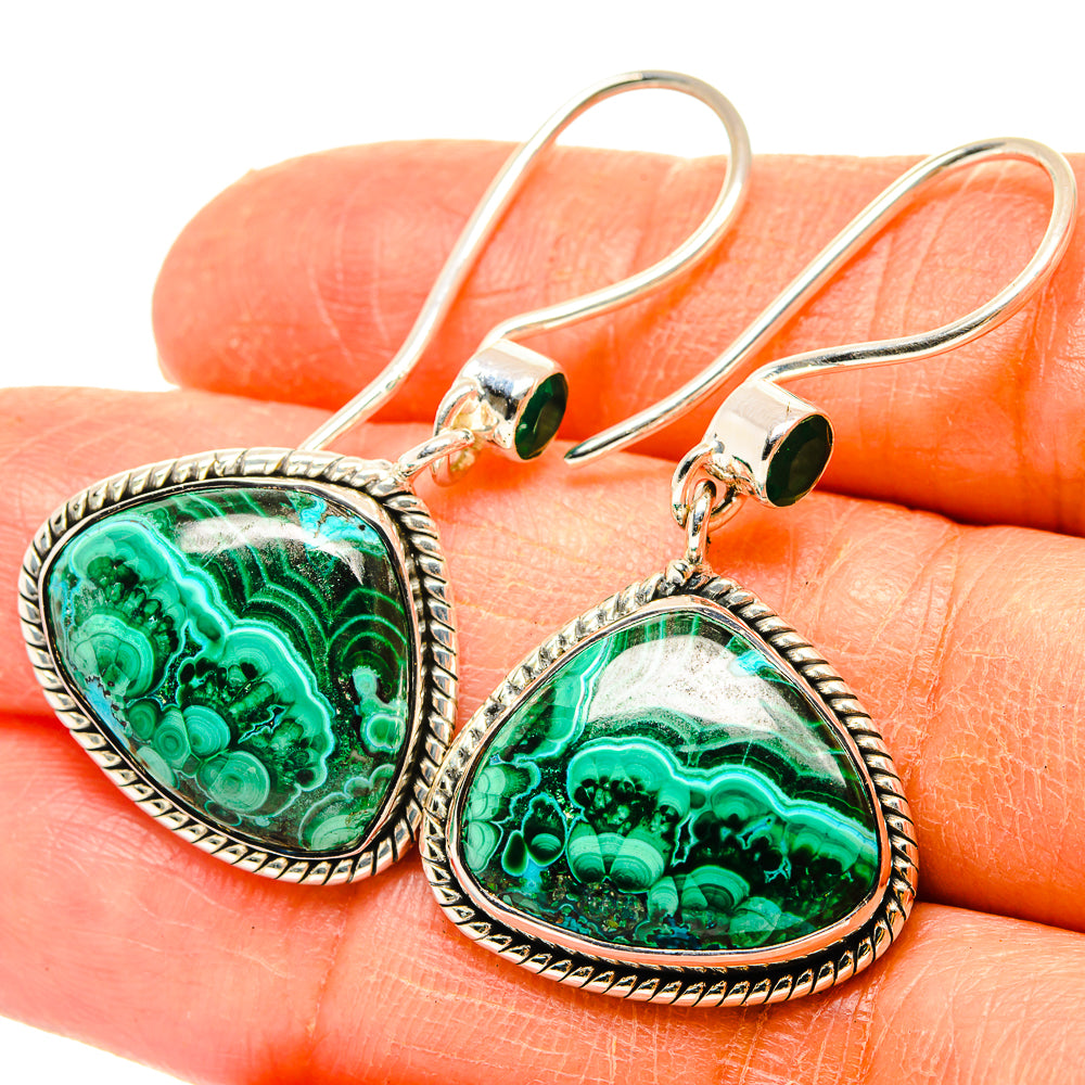 Malachite In Chrysocolla Earrings handcrafted by Anasilvercos - EARR428879