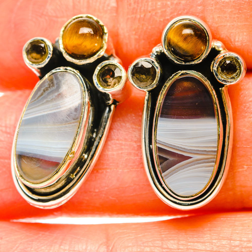 Botswana Agate Earrings handcrafted by Anasilvercos - EARR428912