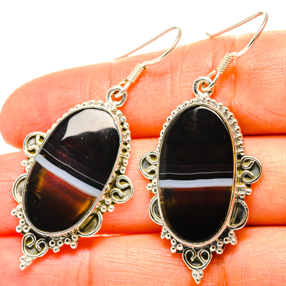 Botswana Agate Earrings handcrafted by Anasilvercos - EARR428926