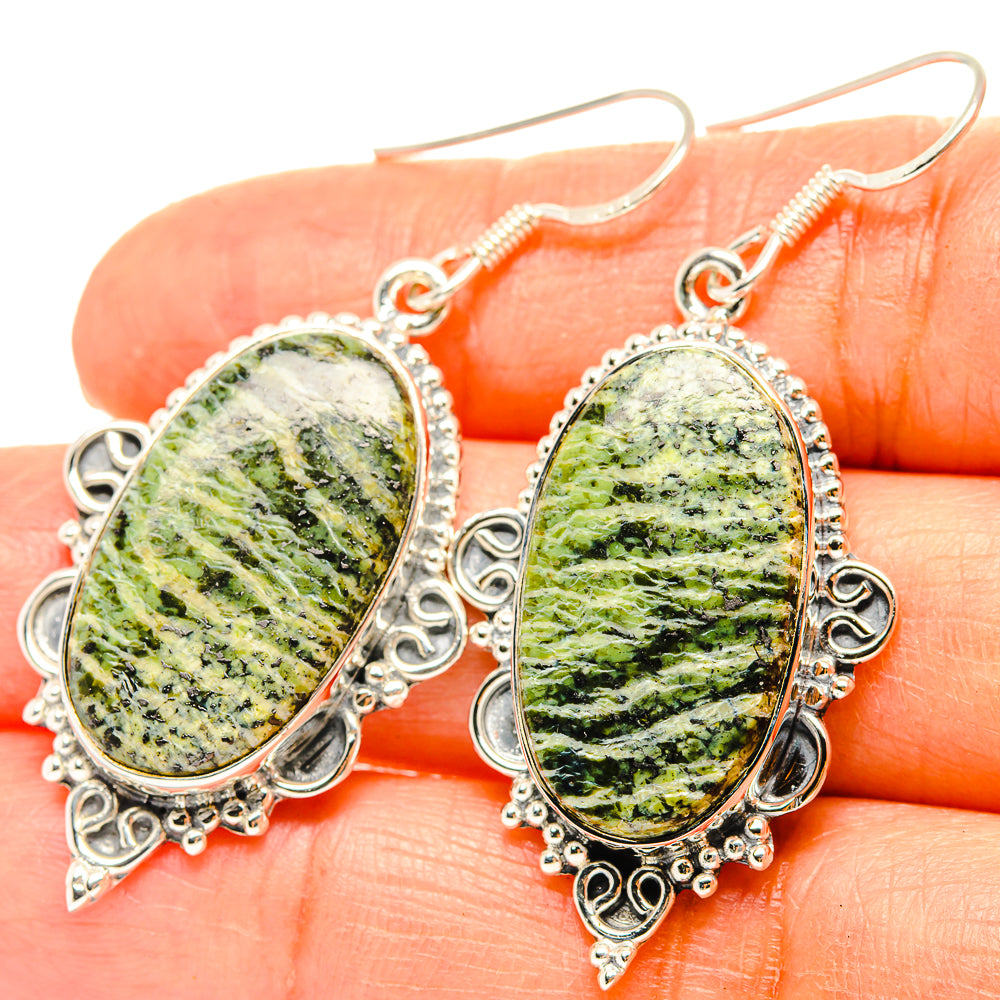Green Swiss Opal Earrings handcrafted by Anasilvercos - EARR428933