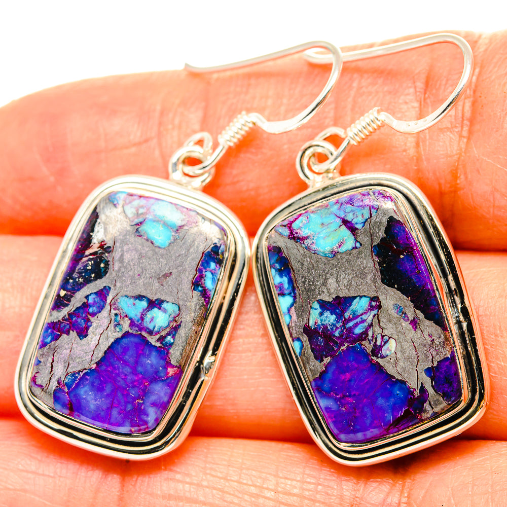 Purple Copper Composite Turquoise Earrings handcrafted by Anasilvercos - EARR428935