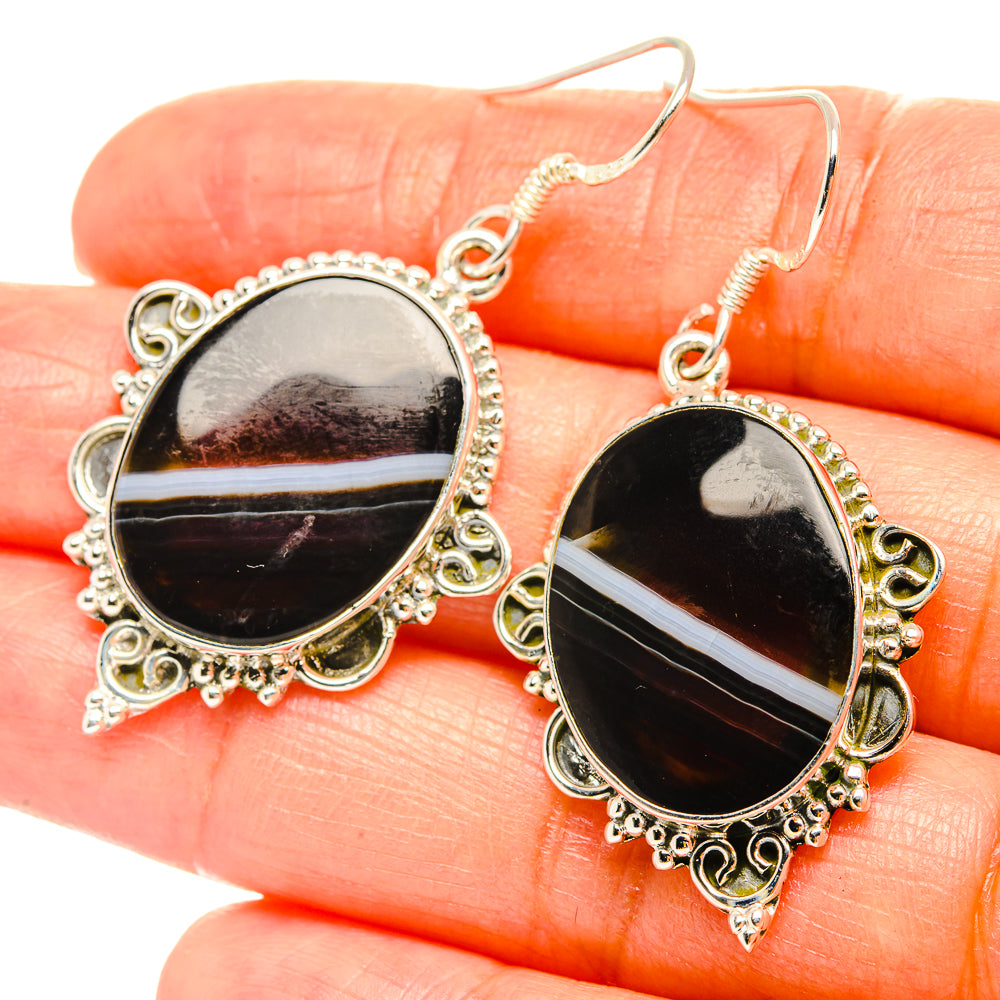 Botswana Agate Earrings handcrafted by Anasilvercos - EARR428949