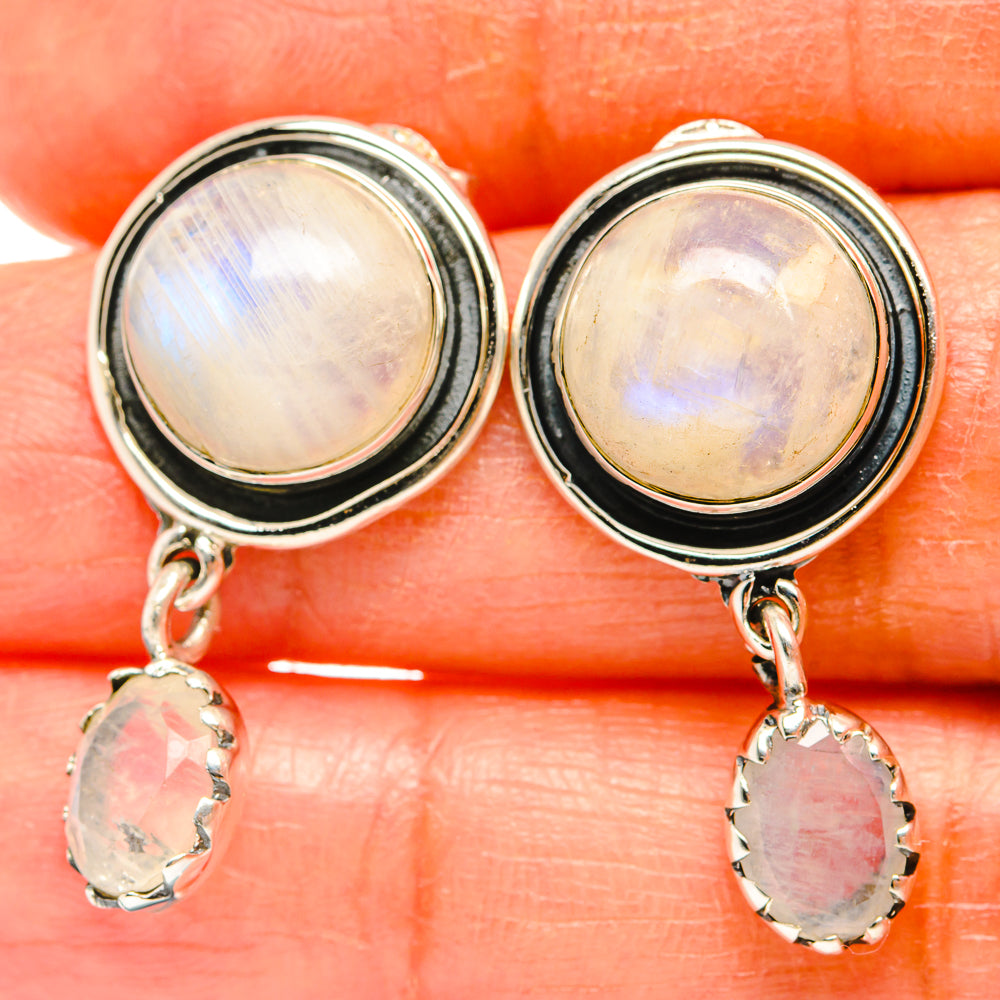 Rainbow Moonstone Earrings handcrafted by Anasilvercos - EARR428951