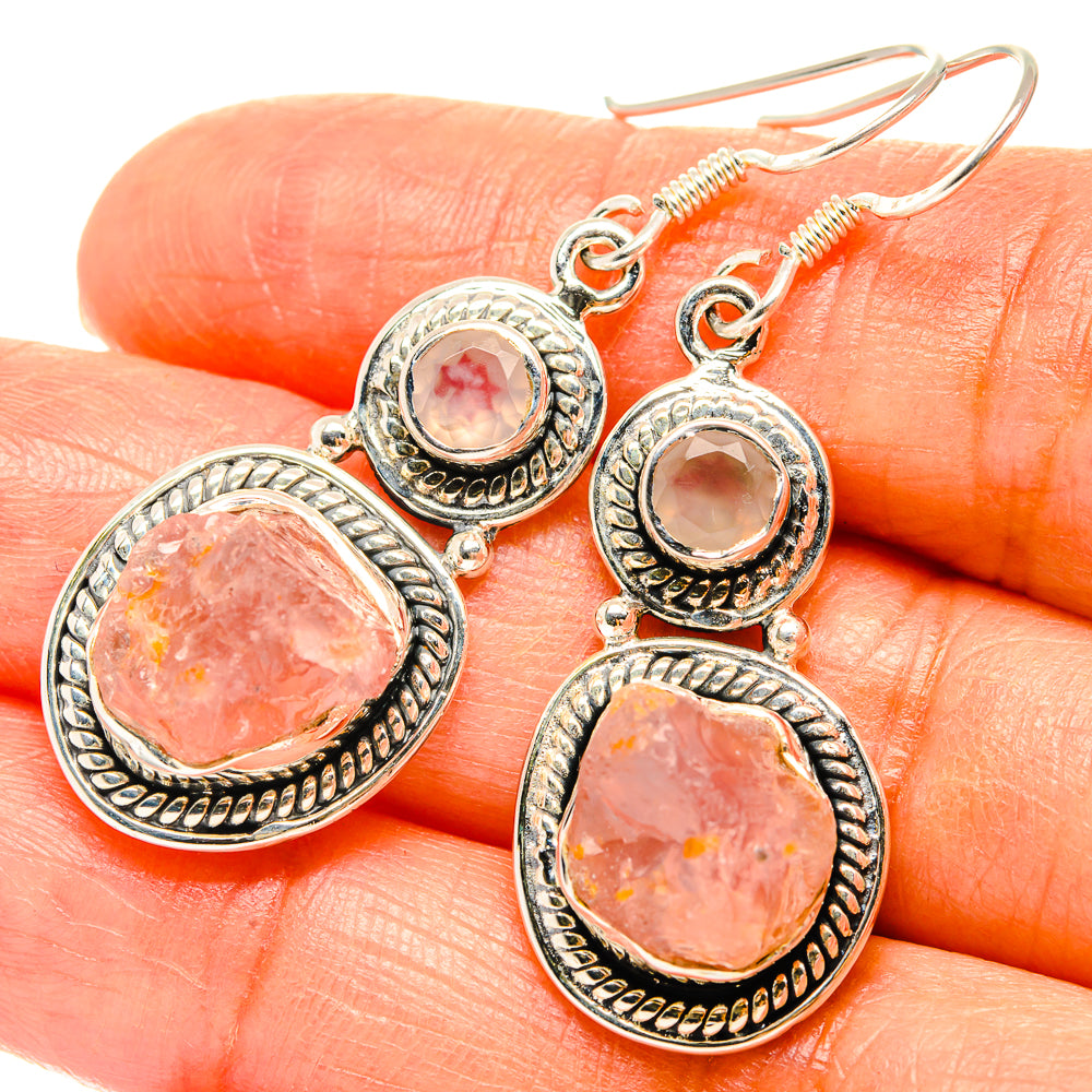 Rose Quartz Earrings handcrafted by Anasilvercos - EARR428953