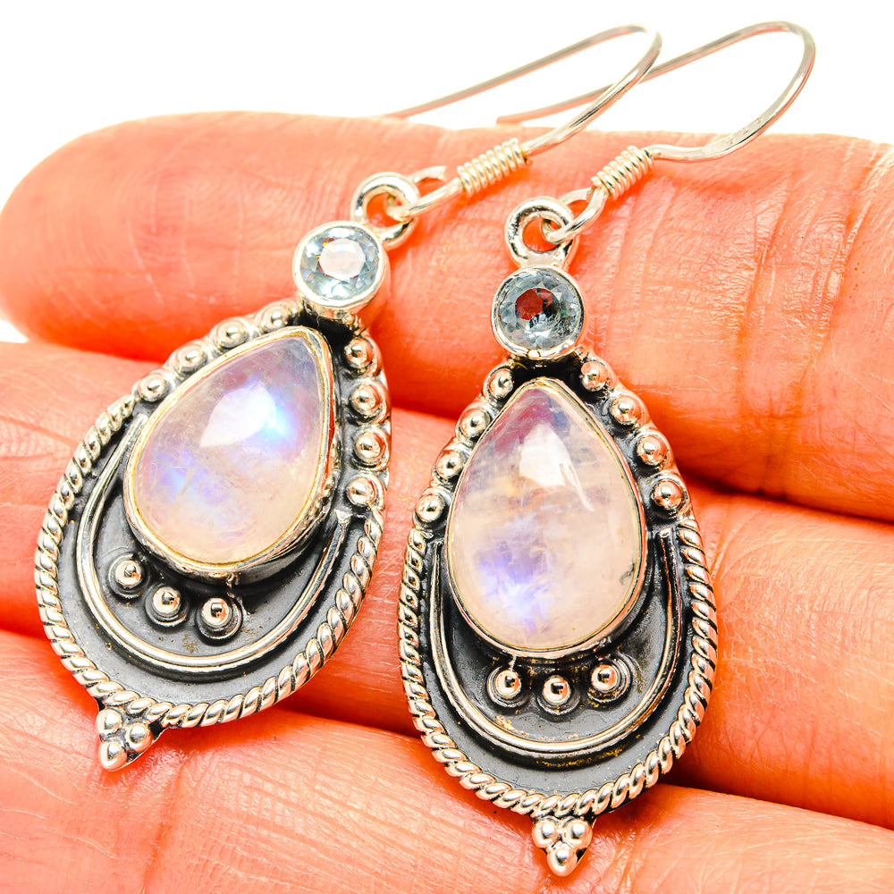 Rainbow Moonstone Earrings handcrafted by Anasilvercos - EARR428955