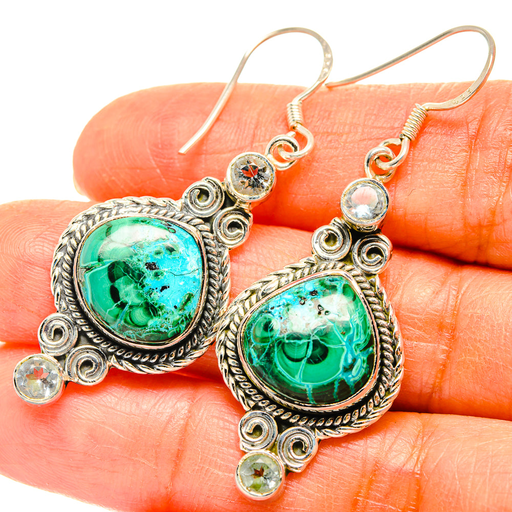 Malachite In Chrysocolla Earrings handcrafted by Anasilvercos - EARR428966