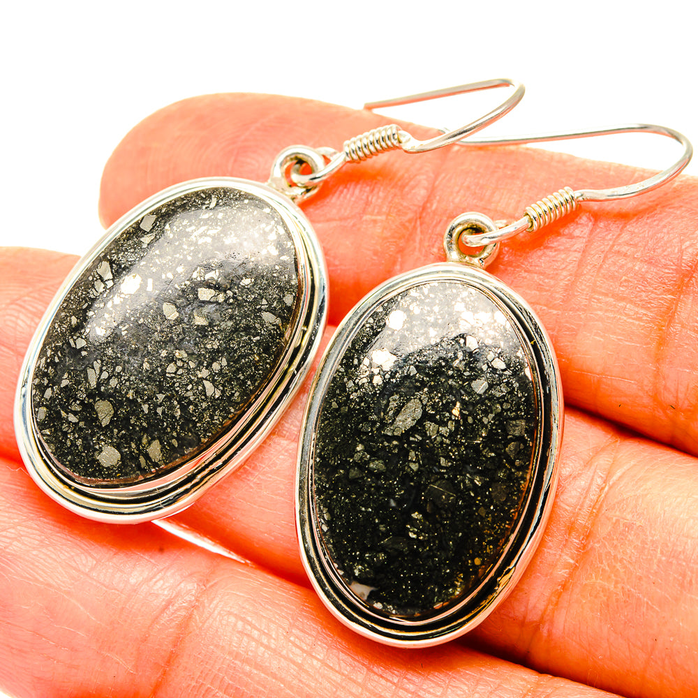 Pyrite In Black Onyx Earrings handcrafted by Anasilvercos - EARR428980