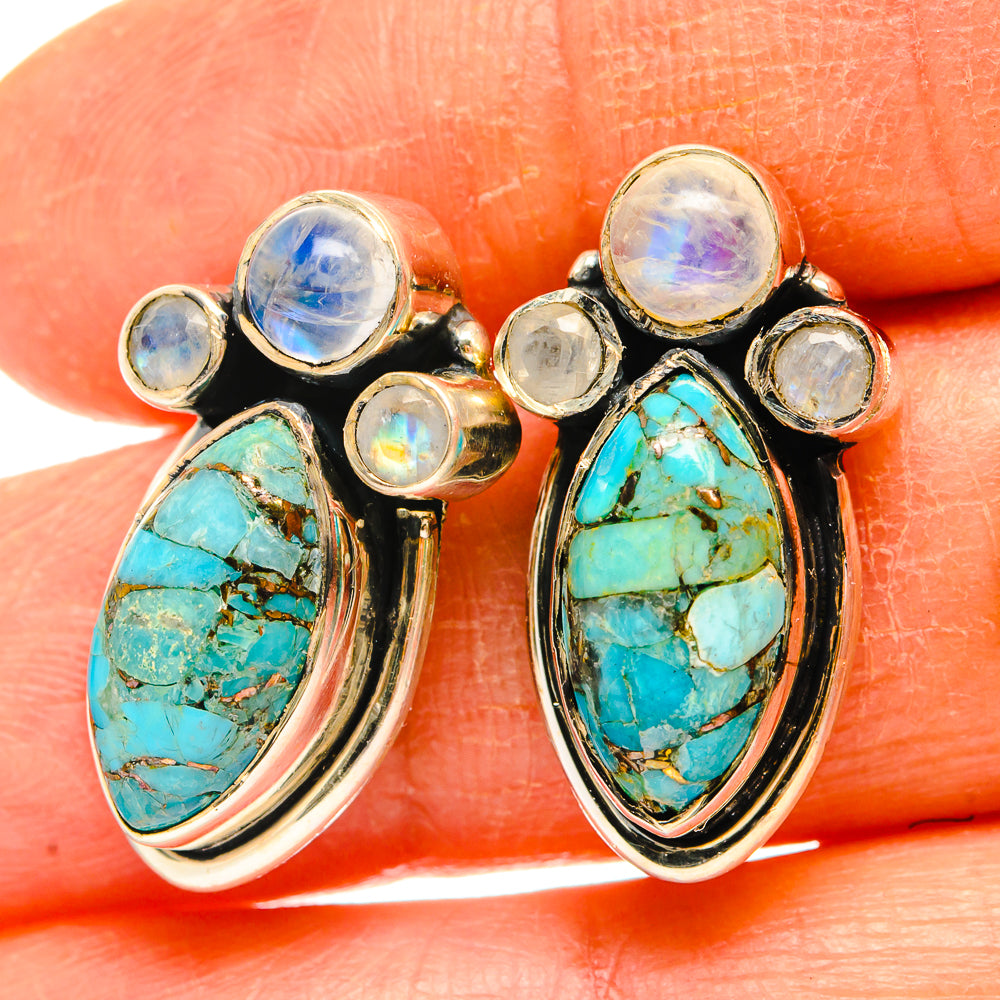 Blue Copper Composite Turquoise Earrings handcrafted by Anasilvercos - EARR428987