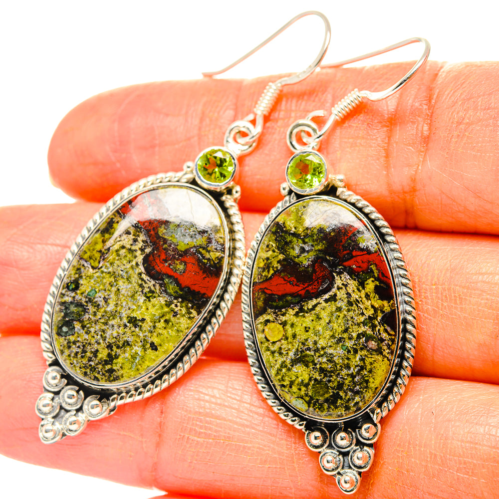 Dragon's Blood Stone Earrings handcrafted by Anasilvercos - EARR429004