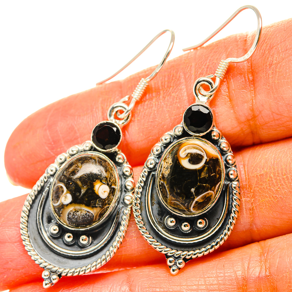 Turritella Agate Earrings handcrafted by Anasilvercos - EARR429010