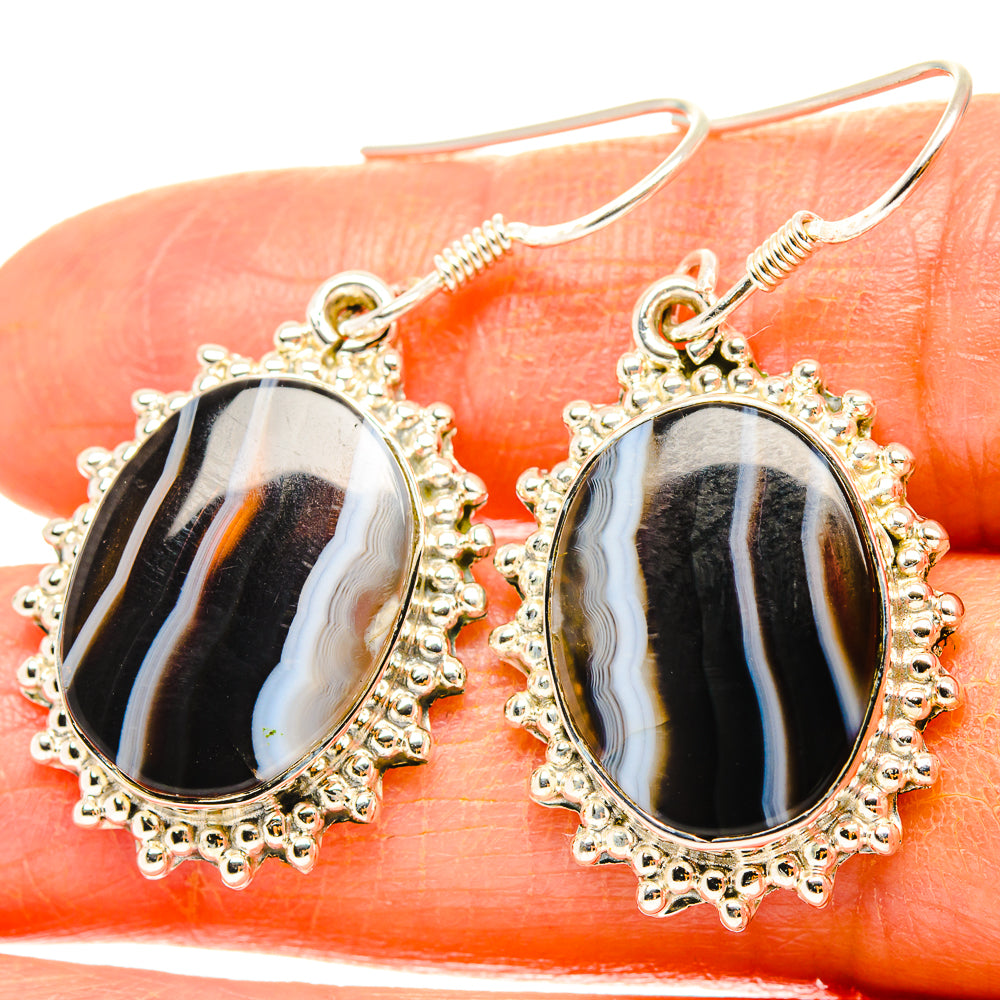 Botswana Agate Earrings handcrafted by Anasilvercos - EARR429011