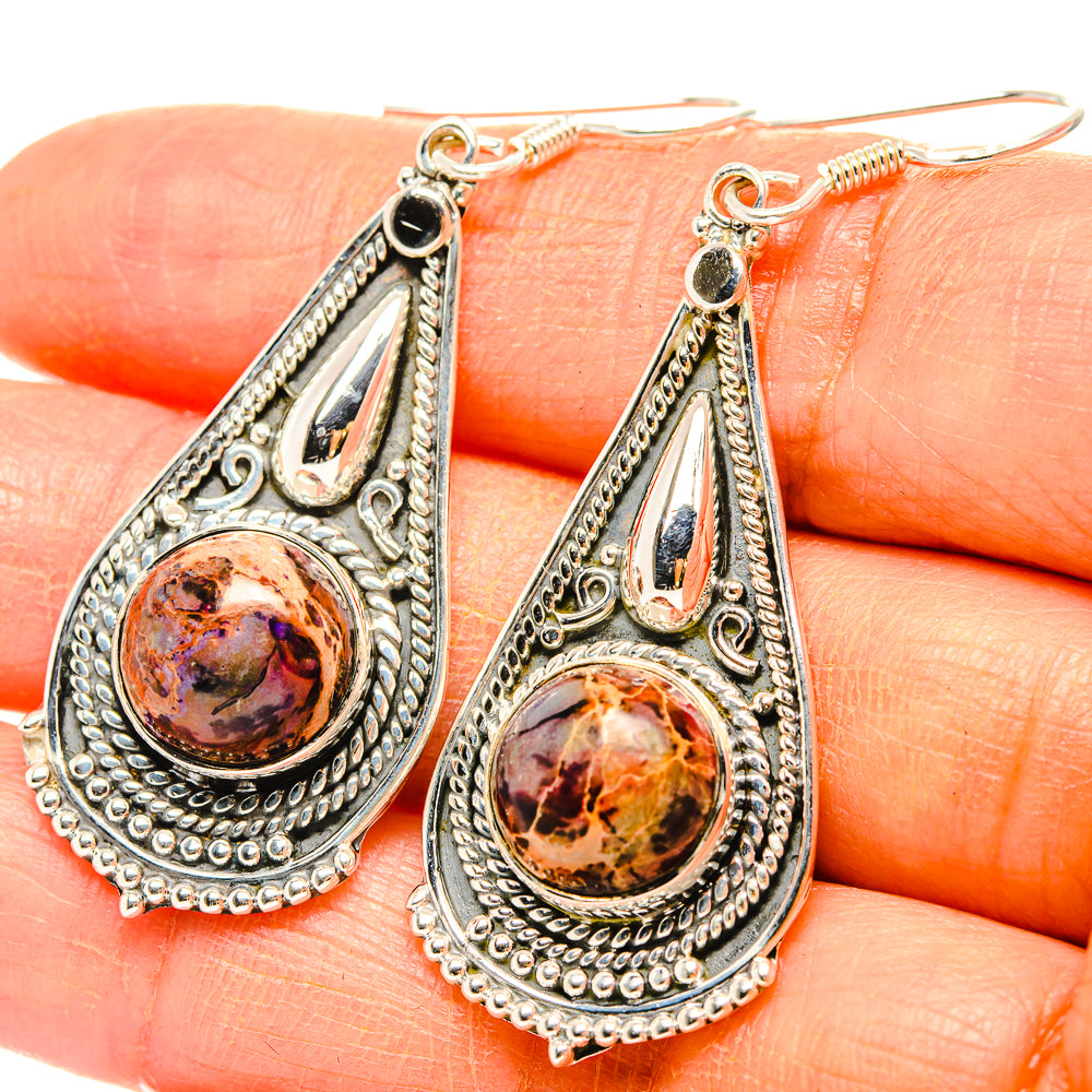 Spider Web Obsidian Earrings handcrafted by Anasilvercos - EARR429027