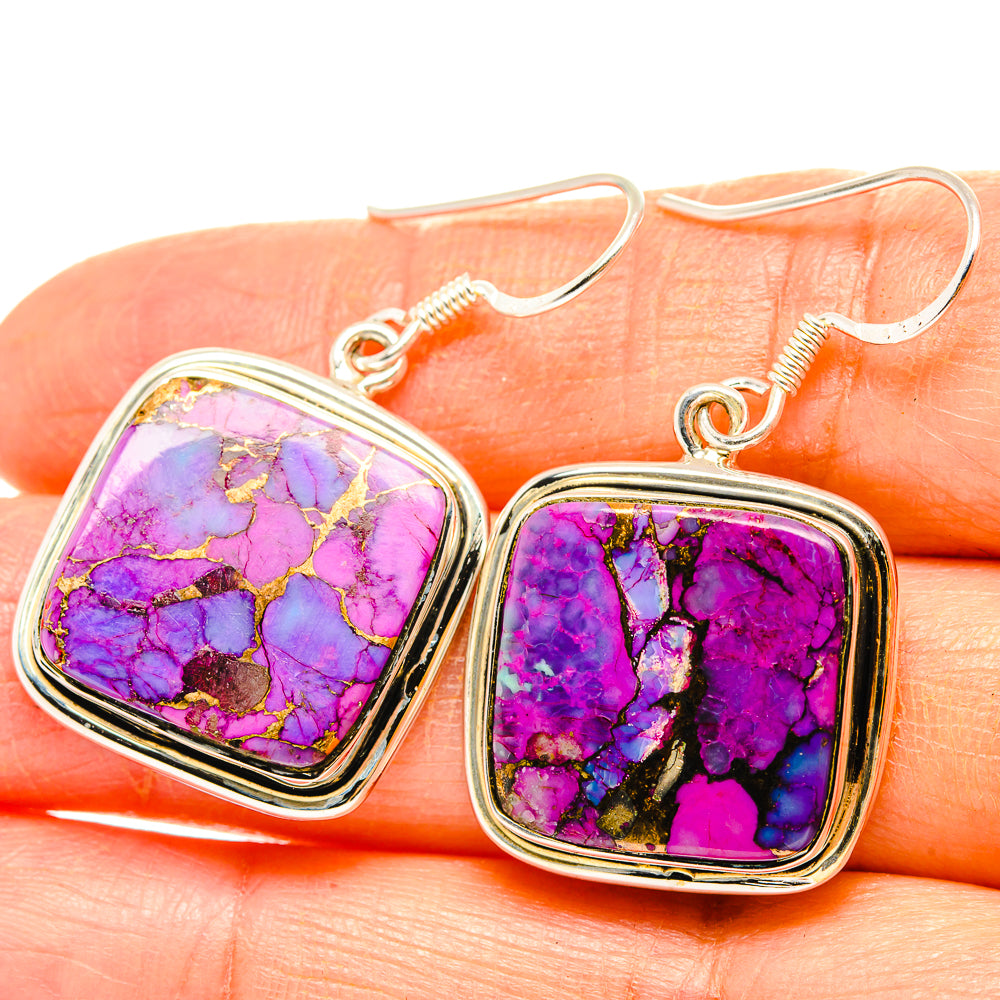 Purple Copper Composite Turquoise Earrings handcrafted by Anasilvercos - EARR429031