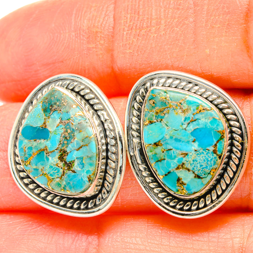 Chrysocolla Earrings handcrafted by Anasilvercos - EARR429046