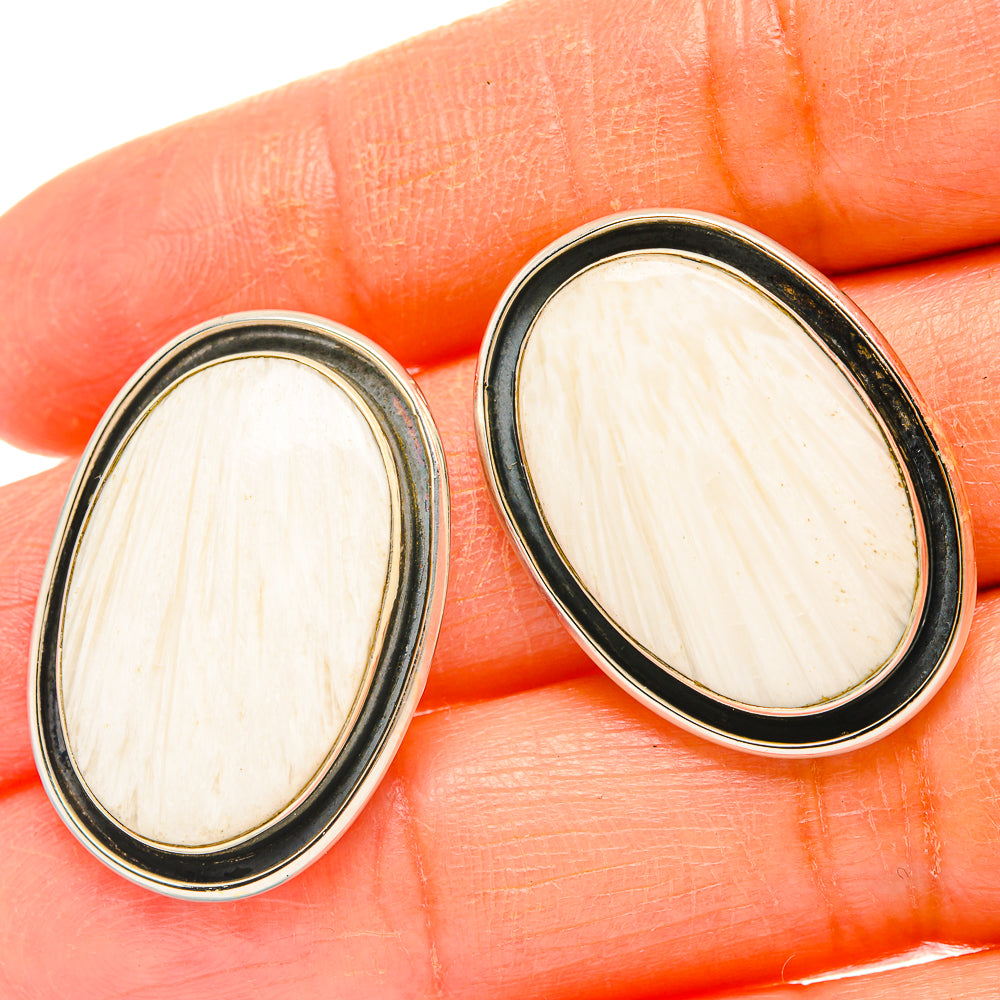 White Scolecite Earrings handcrafted by Anasilvercos - EARR429070