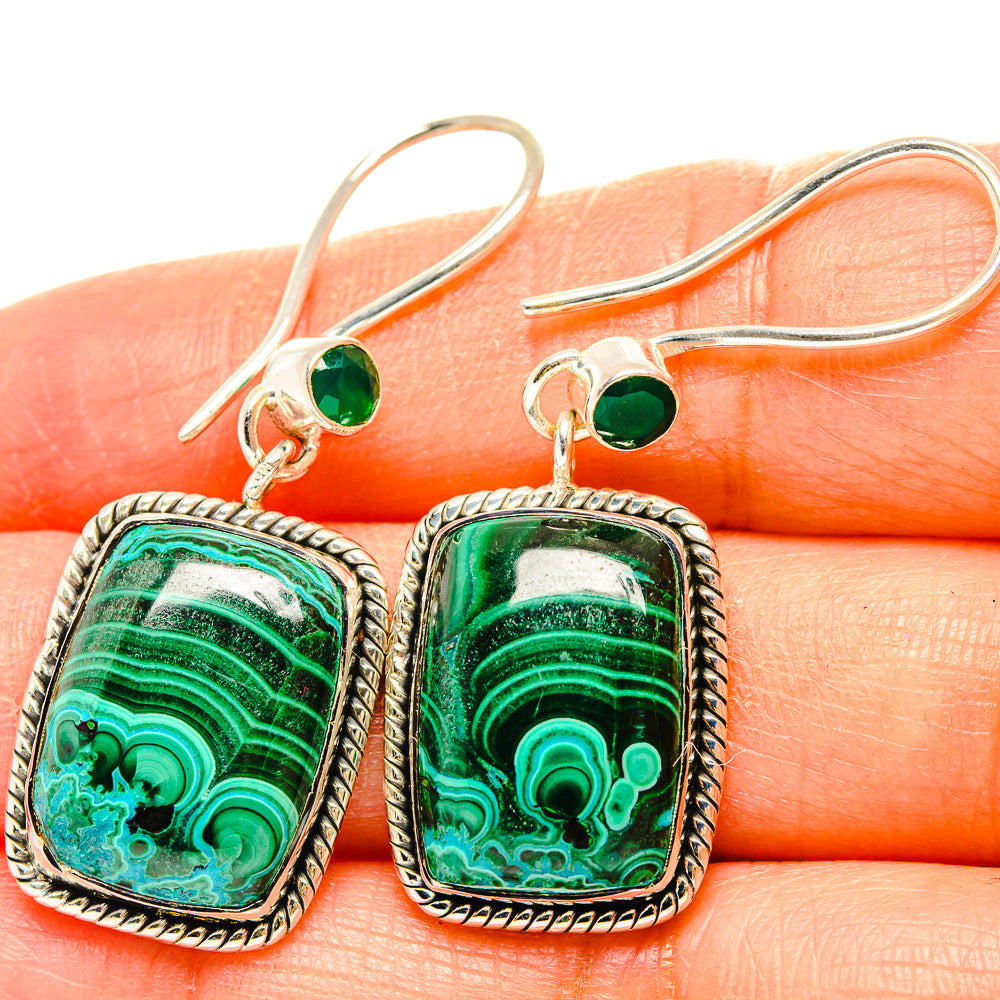 Malachite In Chrysocolla Earrings handcrafted by Anasilvercos - EARR429071