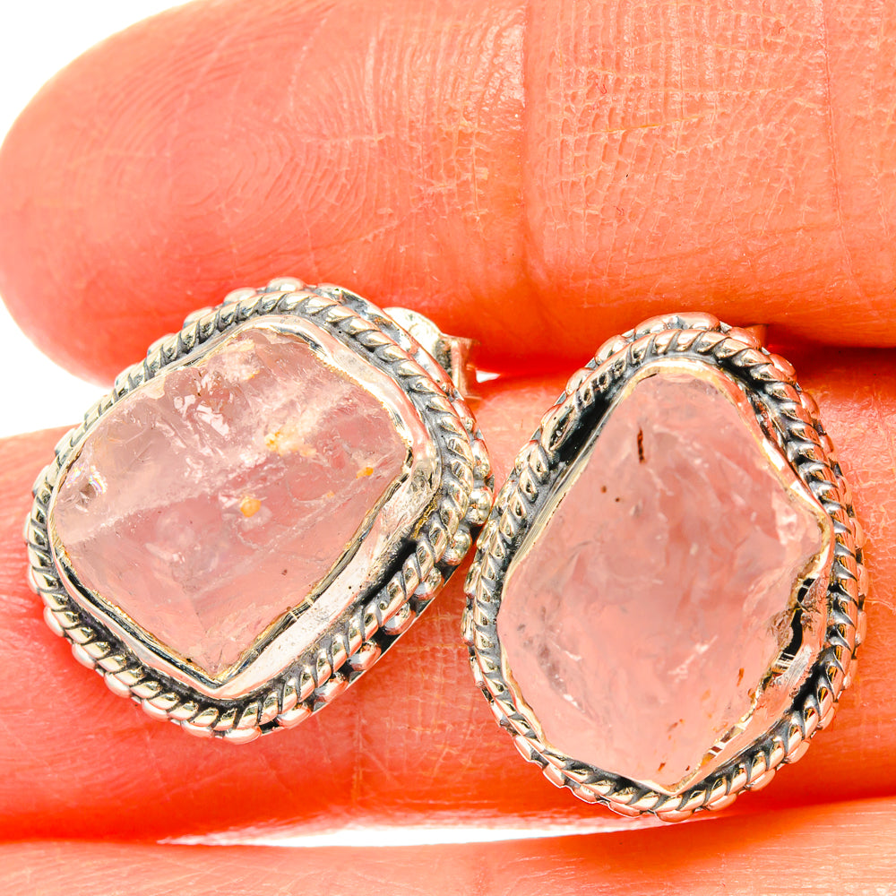 Rose Quartz Earrings handcrafted by Anasilvercos - EARR429104