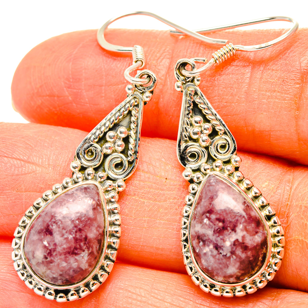 Lepidolite Earrings handcrafted by Anasilvercos - EARR429120