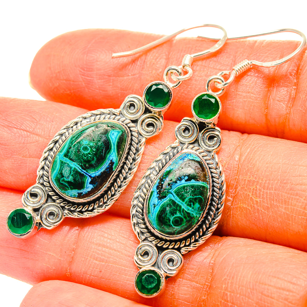 Malachite In Chrysocolla Earrings handcrafted by Anasilvercos - EARR429128