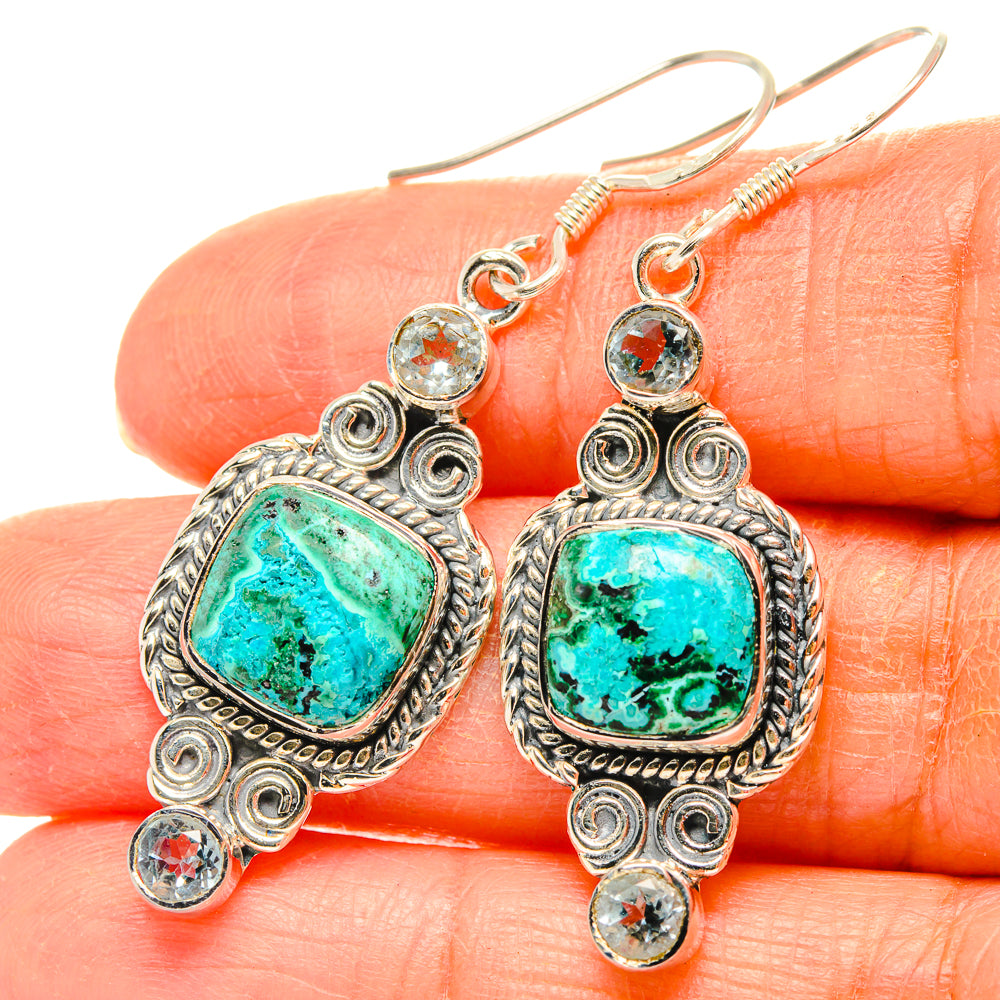Malachite In Chrysocolla Earrings handcrafted by Anasilvercos - EARR429138