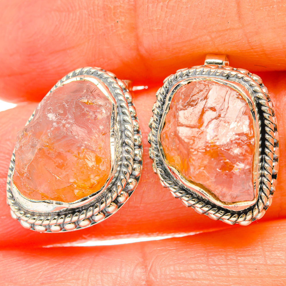 Rose Quartz Earrings handcrafted by Anasilvercos - EARR429157