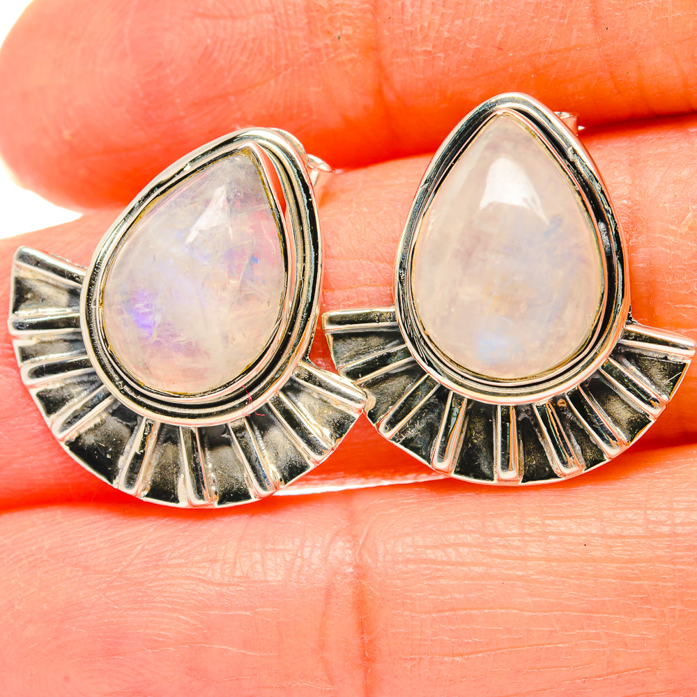 Rainbow Moonstone Earrings handcrafted by Anasilvercos - EARR429174