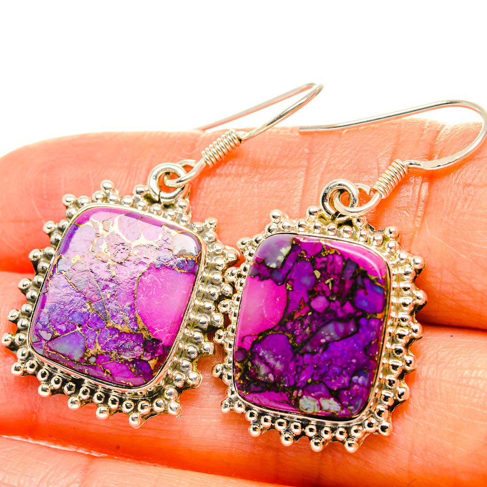 Purple Copper Composite Turquoise Earrings handcrafted by Anasilvercos - EARR429180