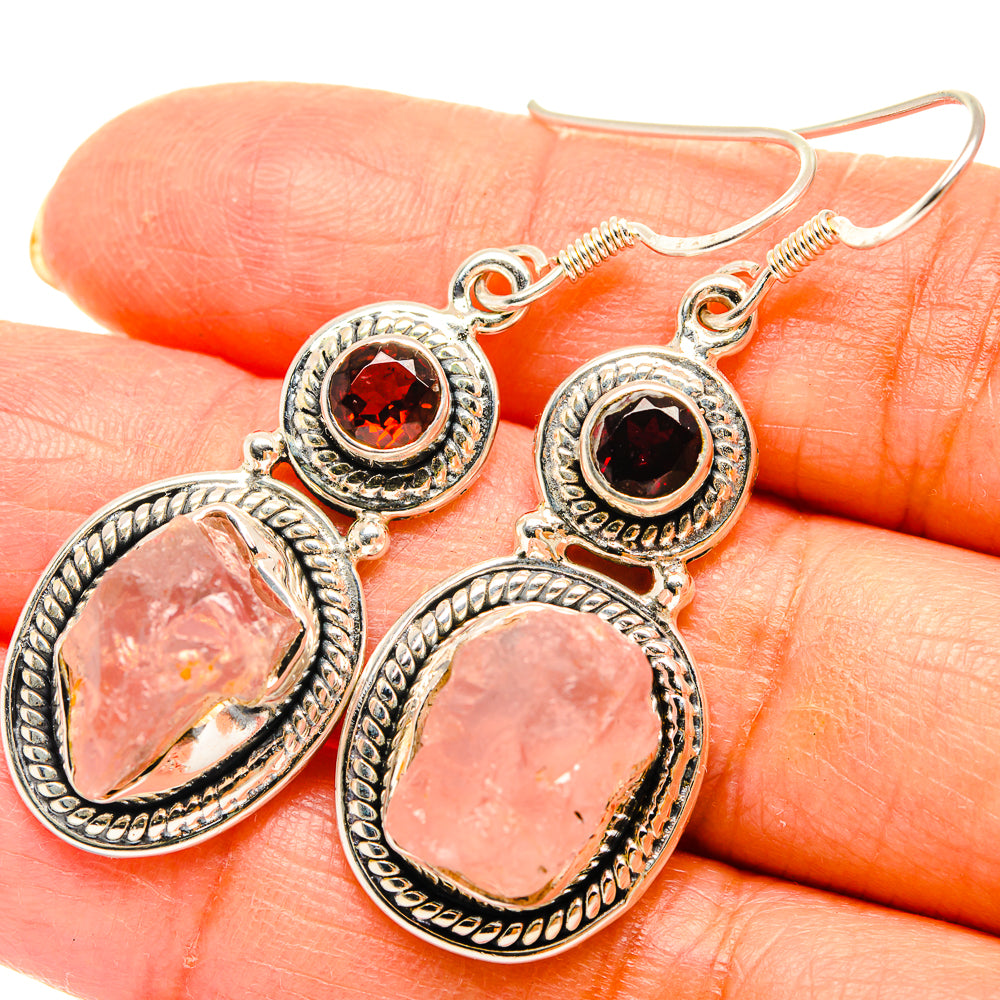 Rose Quartz Earrings handcrafted by Anasilvercos - EARR429187