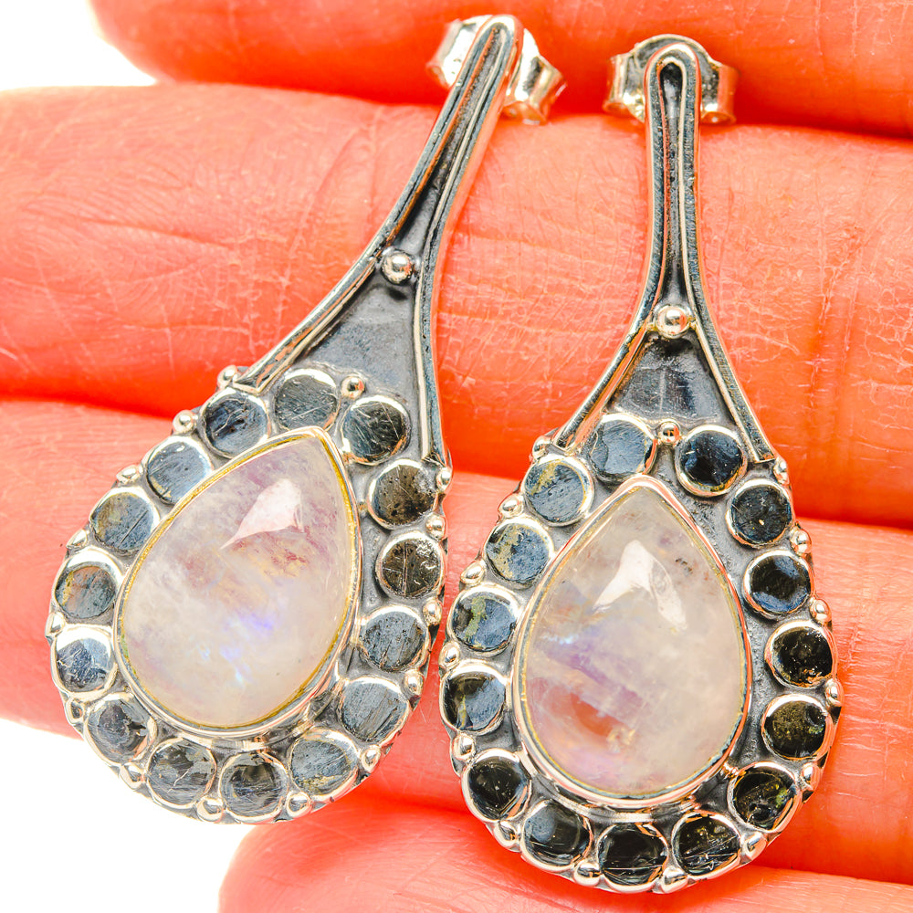 Rainbow Moonstone Earrings handcrafted by Anasilvercos - EARR429217