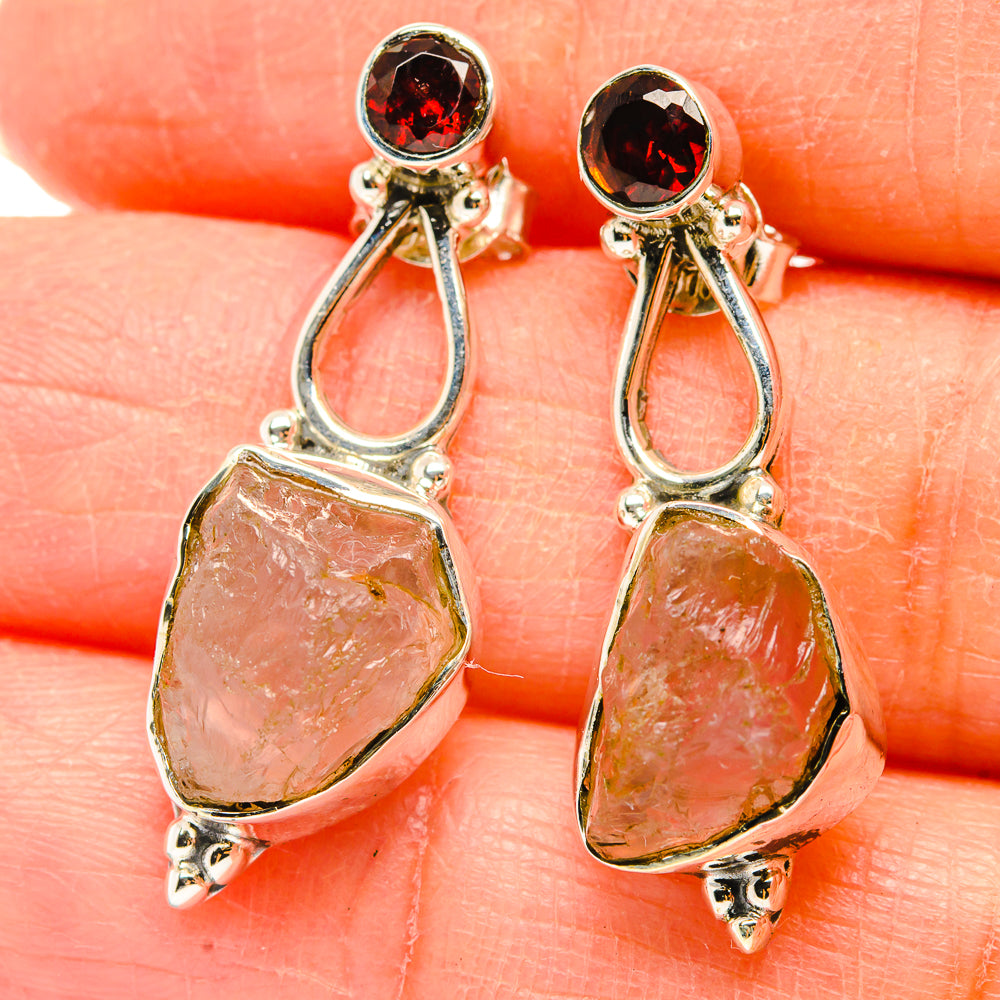 Rose Quartz Earrings handcrafted by Anasilvercos - EARR429218