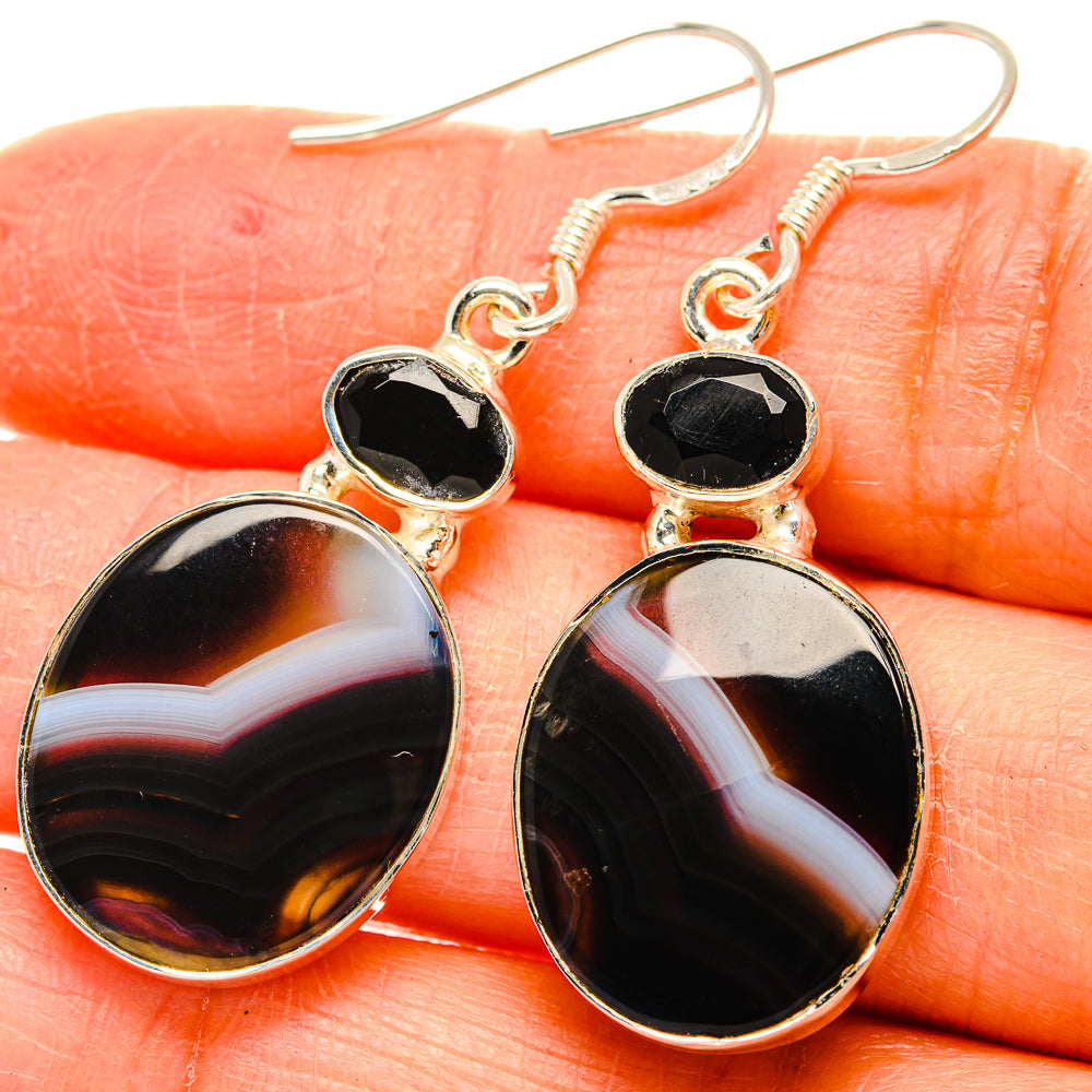 Botswana Agate Earrings handcrafted by Anasilvercos - EARR429228