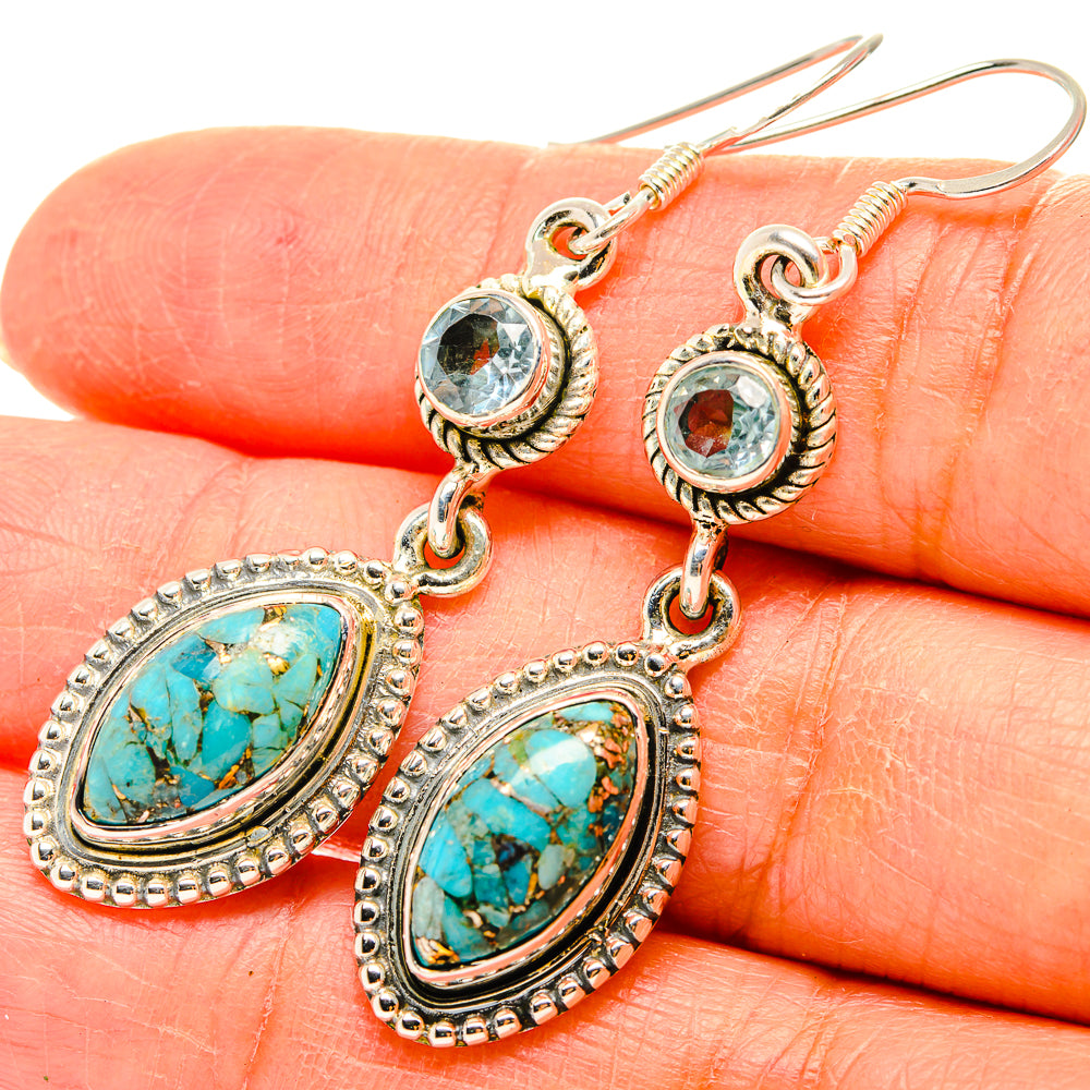 Blue Copper Composite Turquoise Earrings handcrafted by Anasilvercos - EARR429229
