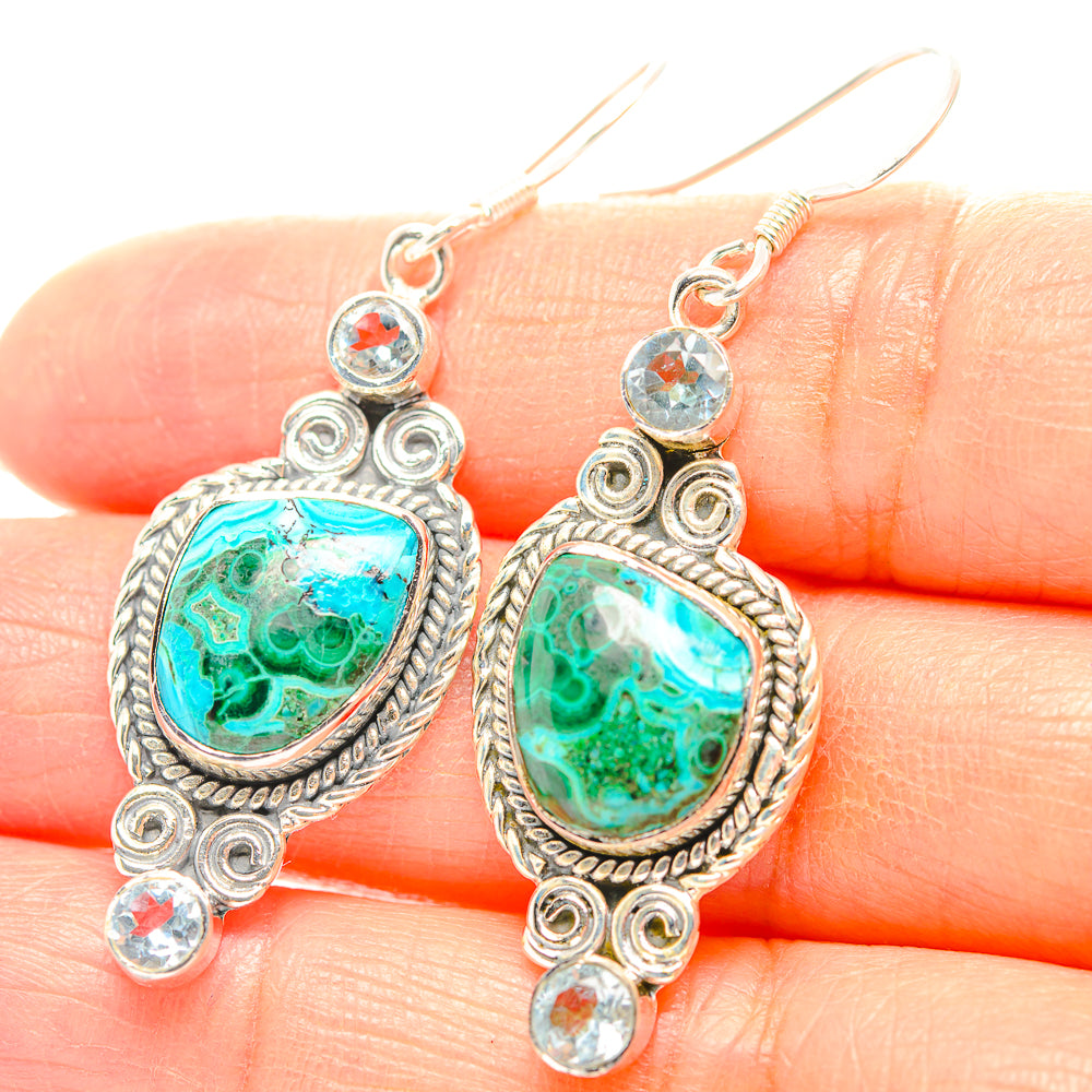 Malachite In Chrysocolla Earrings handcrafted by Anasilvercos - EARR429254