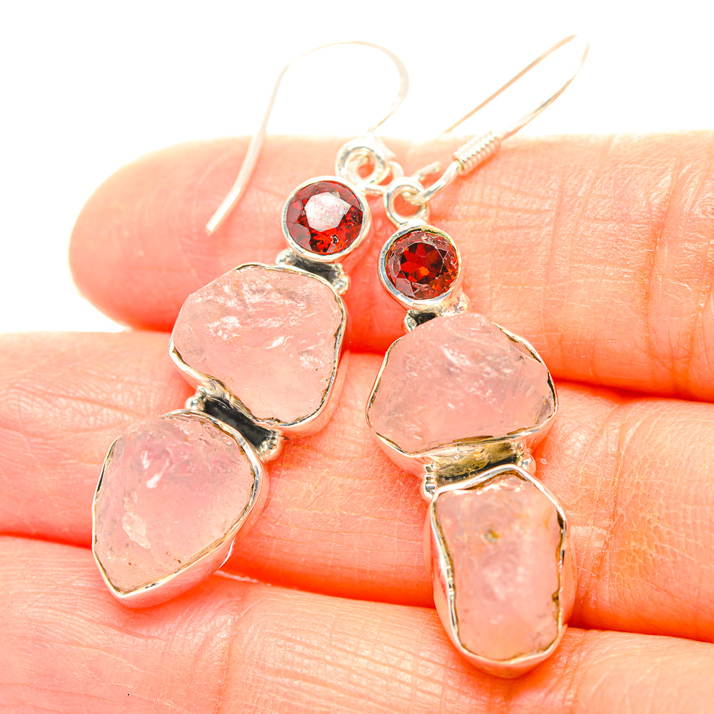 Rose Quartz Earrings handcrafted by Anasilvercos - EARR429262